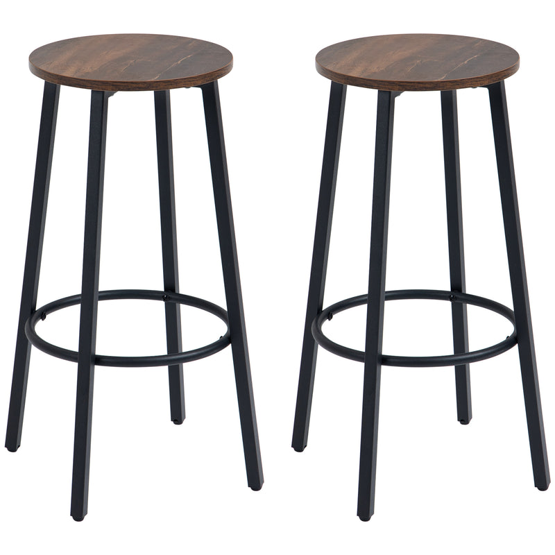 HOMCOM Bar Stools Set of 2 Counter Height Bar Stools for Dining Room Kitchen