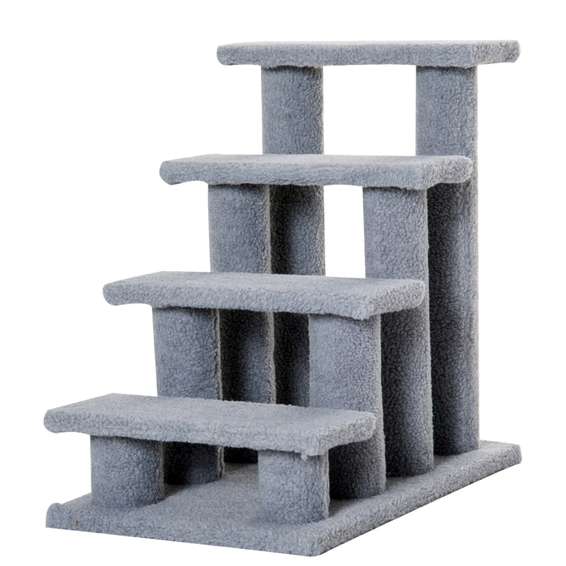 PawHut Dog Steps for Bed 4 Step Pet Stairs for Sofa Dog Cat Climb Ladder Grey