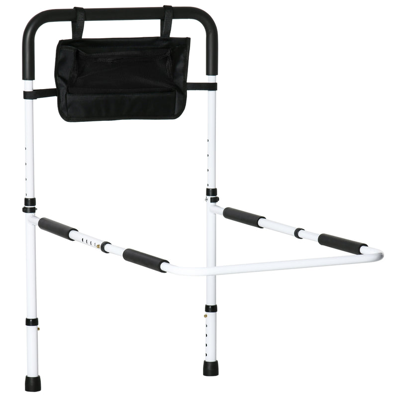 HOMCOM Adjustable Bed Assist Rail Grab Bar for Senior and Disabled White