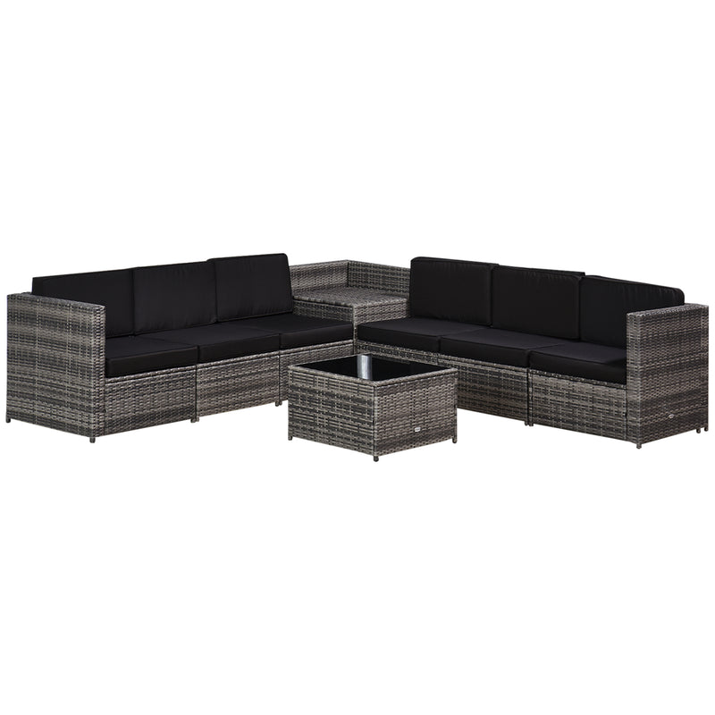 Outsunny Patio Rattan Sofa Set  6 Seater - Grey