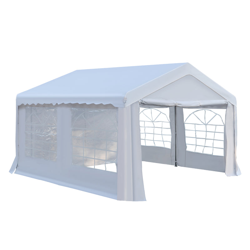 Outsunny 4m Gazebo Garden Marquee Canopy Party Carport Shelter Garage Tent White