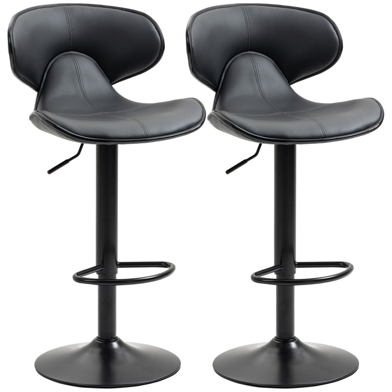 HOMCOM Adjustable Swivel Bar Stools Set of 2, Barstools for Counter Bar, Grey