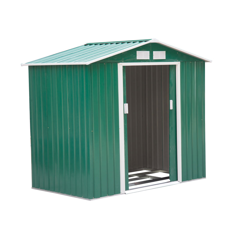 Outsunny Garden Shed Storage Unit w/Locking Door Floor Foundation Vent Green