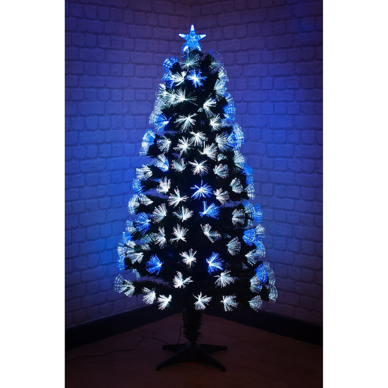 5ft Fibre Optic White and Blue Tree