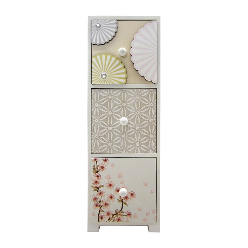 Oriental Blossom 3 Drawer Small Tower