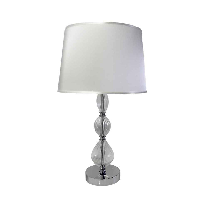 Fleur Glass Table Lamp - Ivory and silver size 28.5x49cm