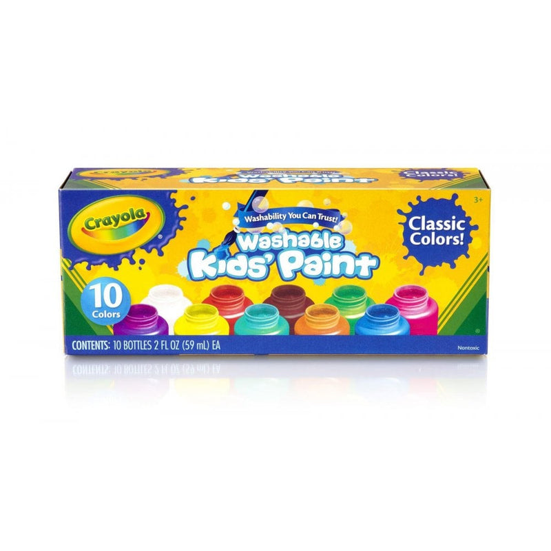 Crayola Pack Of 10 Washable Kids Childrens Paints Painting Art Case 3 Years+