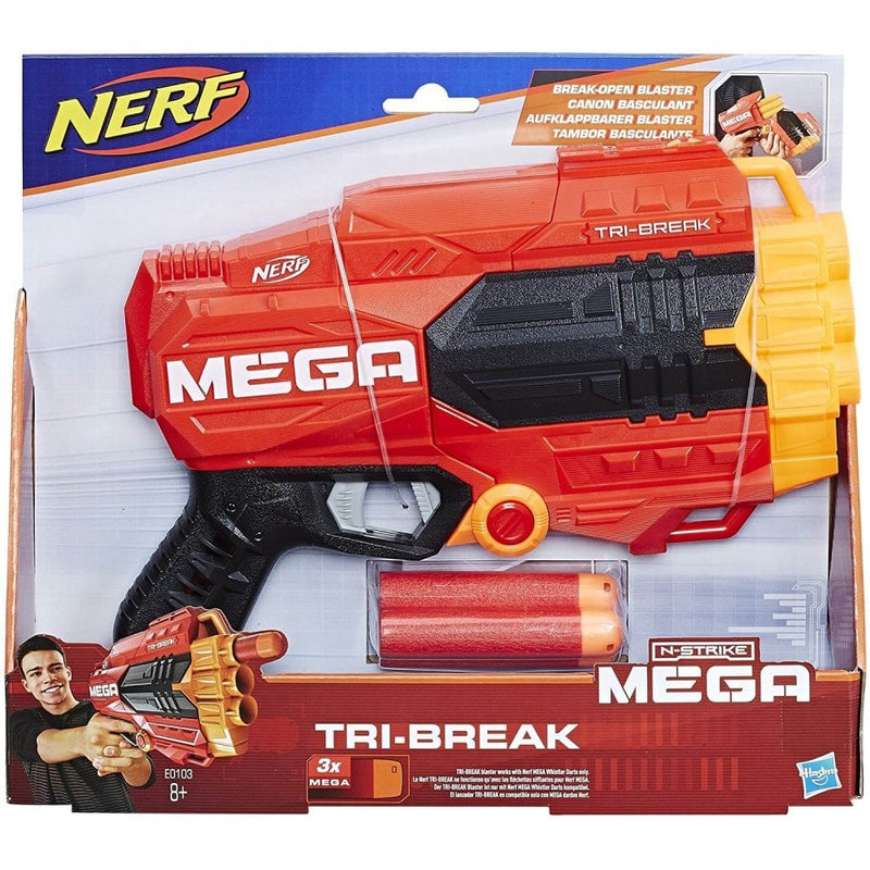 Nerf N-Strike Mega Tri-Break with 3 Dart Barrels and comes with 3 Mega Darts