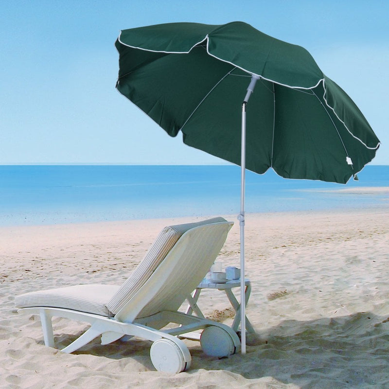 2.2 M Outdoor Fishing Parasol Umbrella With Side Panel - Dark Green