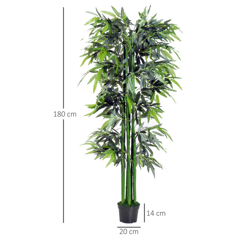 Outsunny 1.8 m Artificial Bamboo Plant with Pot - Green/Black