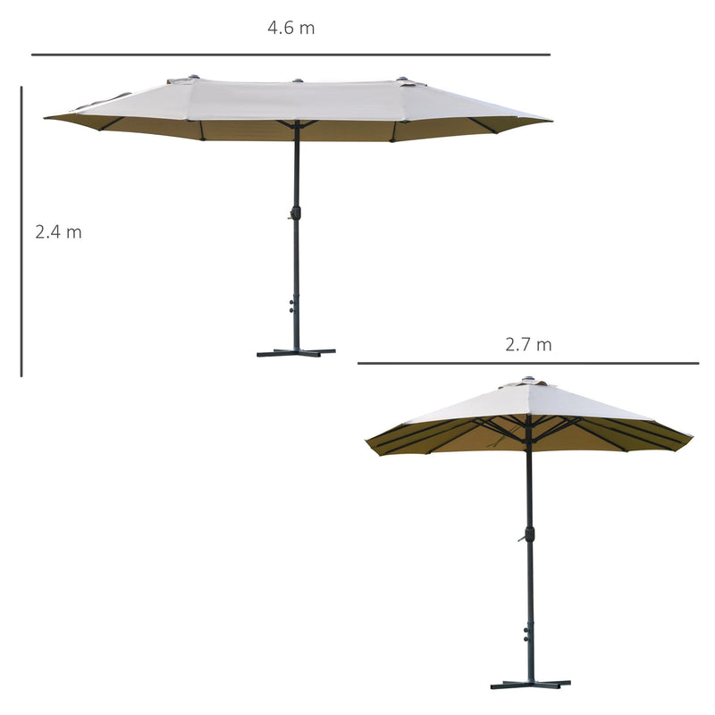 Outsunny Double Sided Umbrella Parasol with Cross Base  4.6 m - Khaki