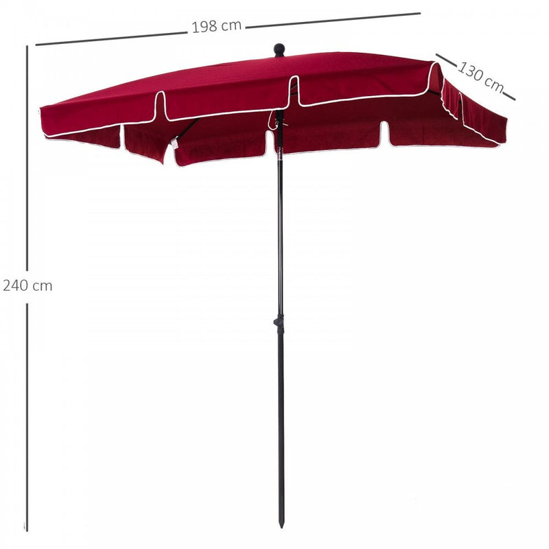 Outsunny Garden Parasol ,Sun Shade Canopy 2 x 1.3m -  Red