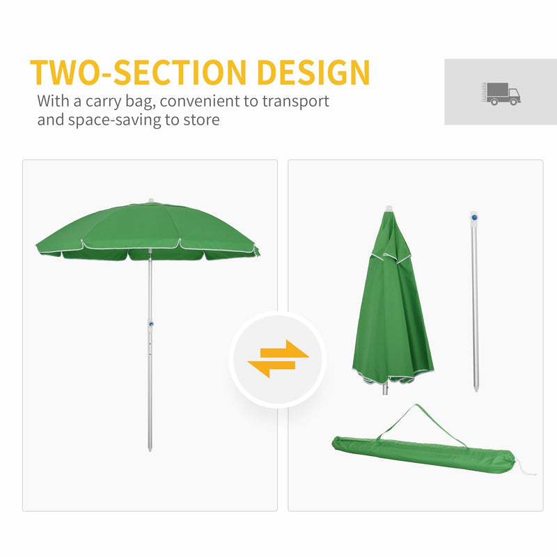 2.2 M Outdoor Fishing Parasol Umbrella With Side Panel - Dark Green