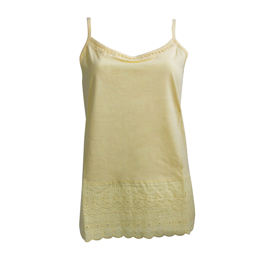 Plain Cami Vest Top With Woven Hem- Lemon