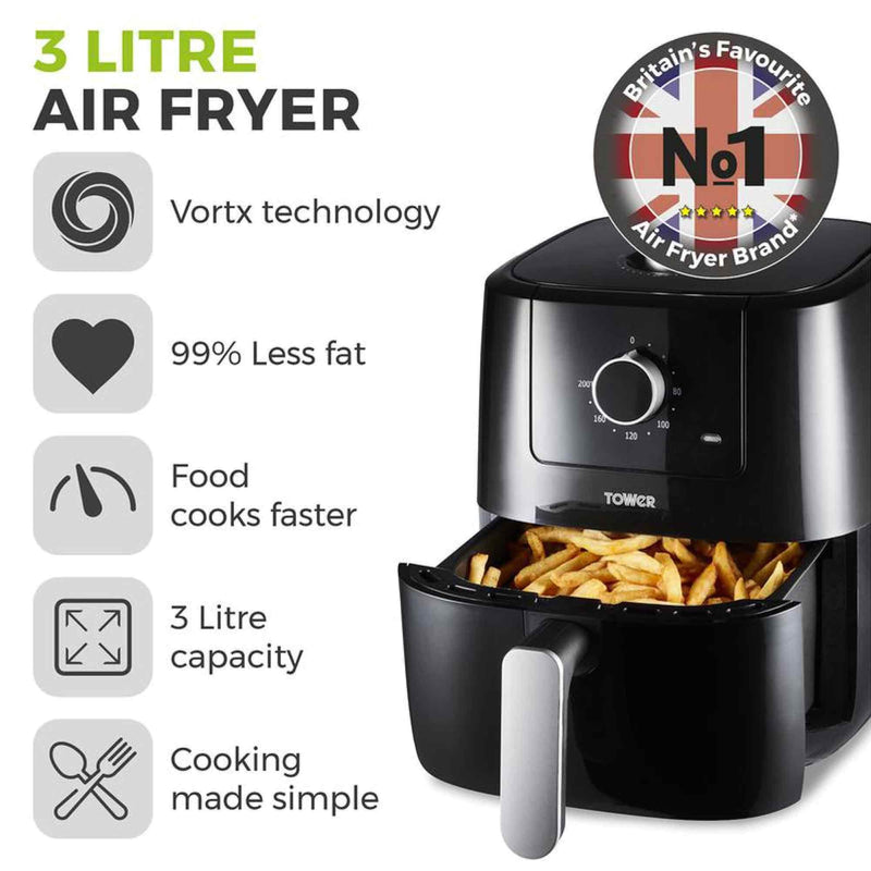 Tower 3 Litre 1200W Manual Air Fryer