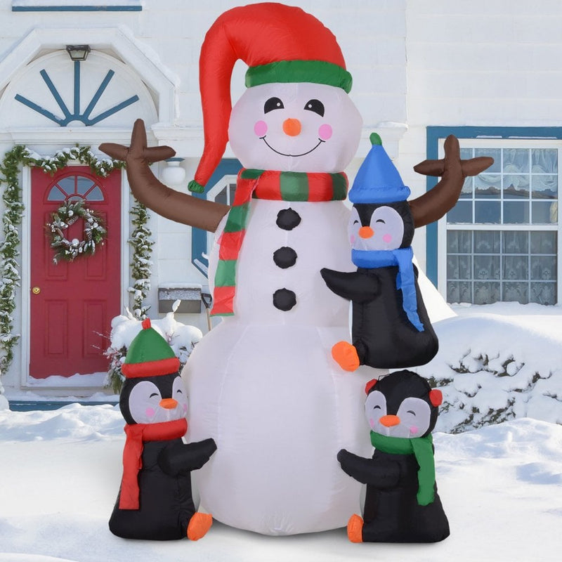 Christmas Time Christmas Inflatable Snowman and Penguins Outdoor Home Seasonal Decoration w/ LED Light