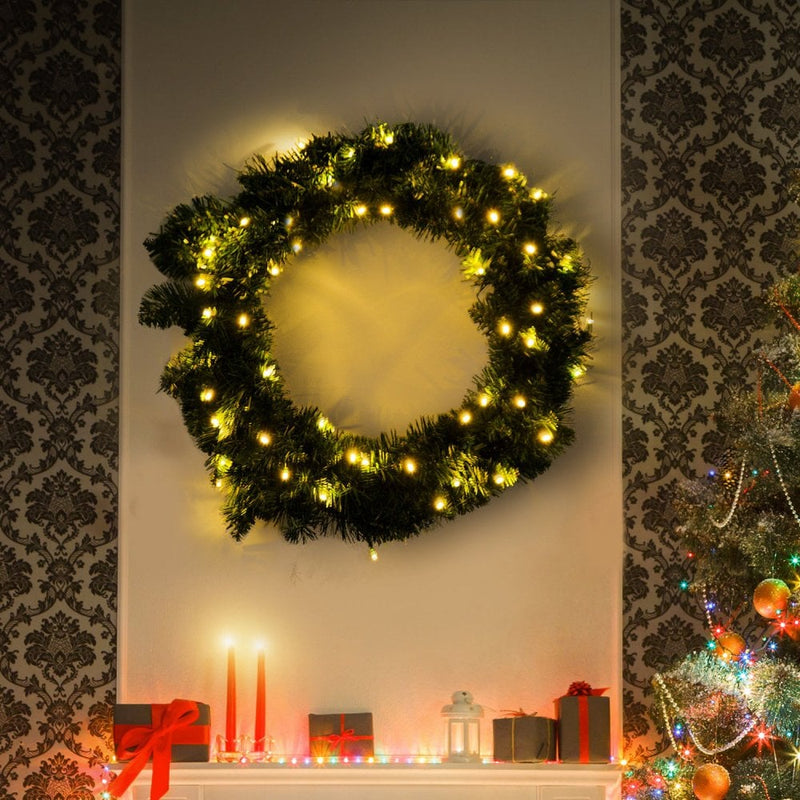 Christmas Time Christmas Wreath Decoration, 50 LED Lights