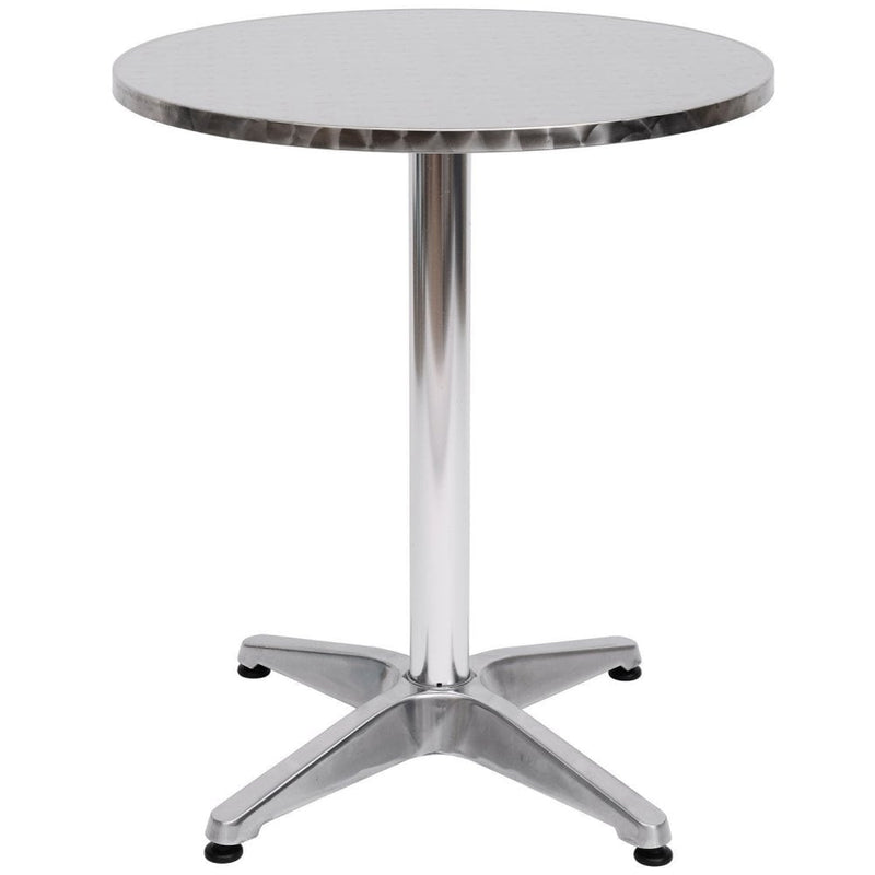 Adjustable Aluminium Bar Table Round Tabletop Dining Wine Pub Stainless Steel Height 70-110cm Metal W/Chromed Base Style-Silver