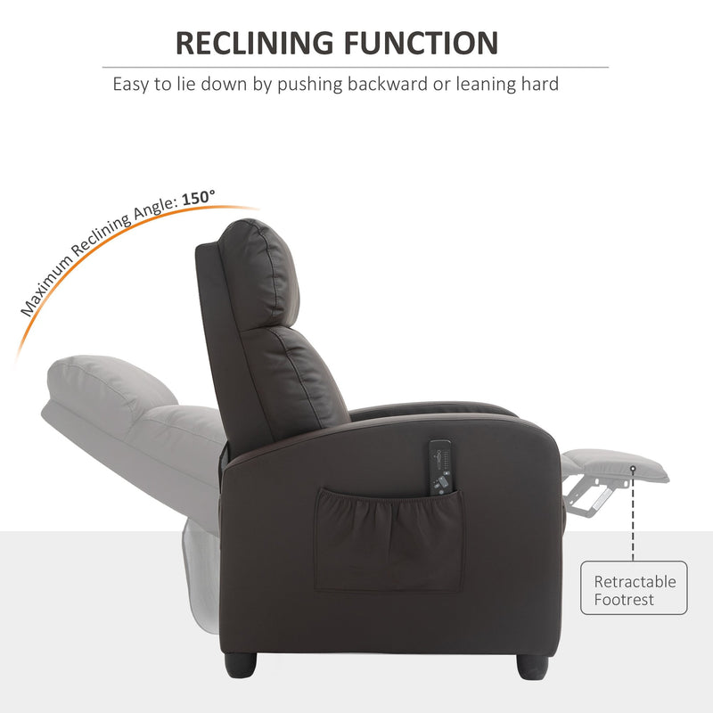 Recliner Sofa Chair PU Leather Massage Armchair w/ Footrest and Remote Control for Living Room, Bedroom, Home Theatre