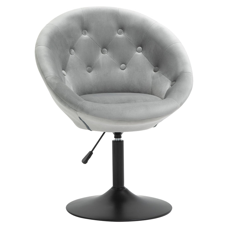 Dining Height Bar Stool Velvet-Touch Tufted Fabric Adjustable Height - Grey