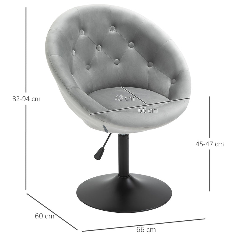 Dining Height Bar Stool Velvet-Touch Tufted Fabric Adjustable Height - Grey