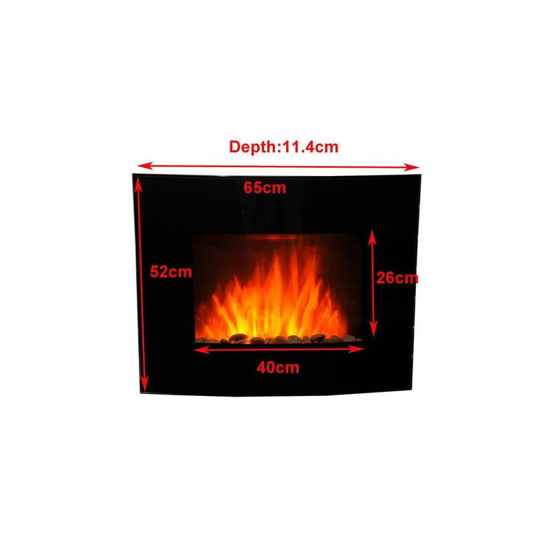 HOMCOM Electric Wall Mounted Fire Place Slimline Plasma Fan Heater Backlit 900/1800W