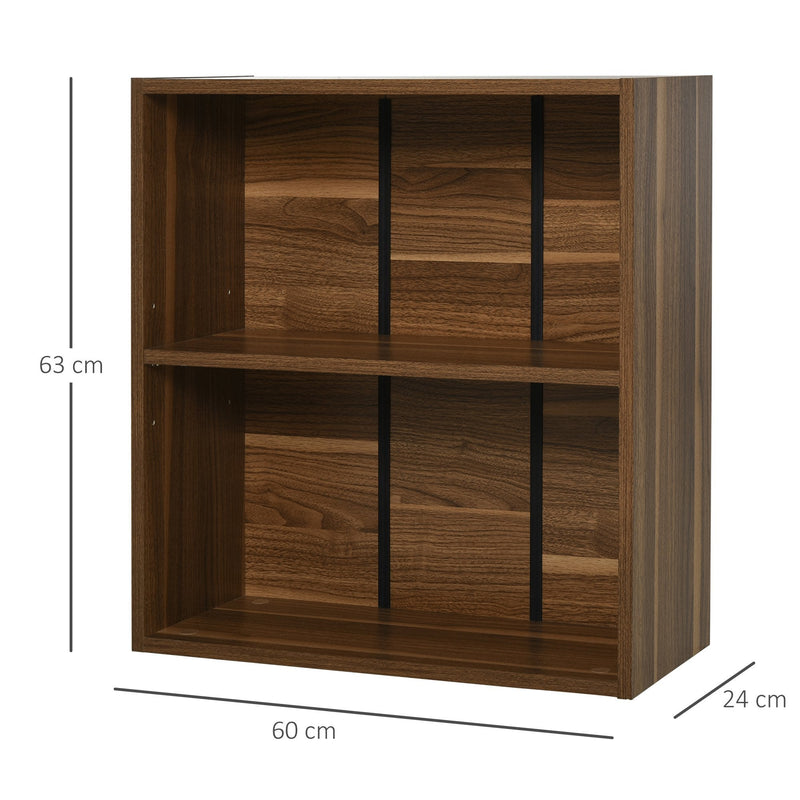 Wooden 2 Tier Storage Unit Cabinet-Walnut