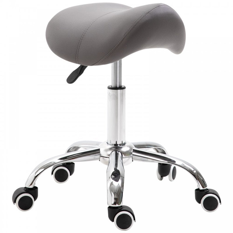 HOMCOM Faux Leather Height Adjustable Cosmetic Saddle Stool - Grey