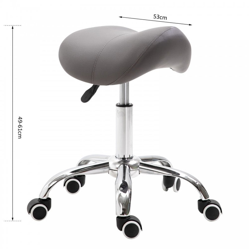 HOMCOM Faux Leather Height Adjustable Cosmetic Saddle Stool - Grey