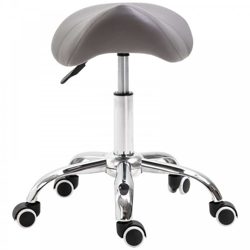 HOMCOM Faux Leather Height Adjustable Cosmetic Saddle Stool - Grey