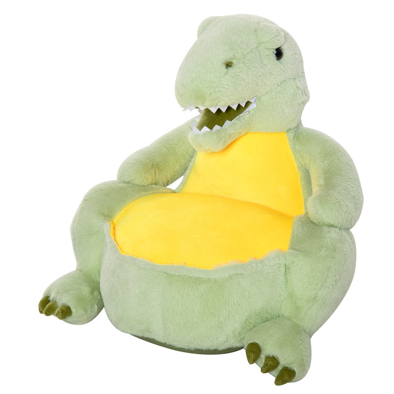 Animal Kids Sofa Chair Cartoon Cute Dinosaur Multi-functional Stuffed with Armrest Flannel PP Cotton 60 x 55 x 59cm Green