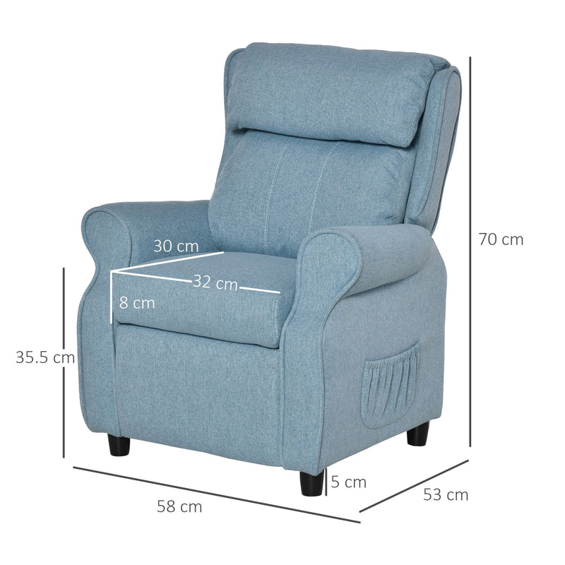 HOMCOM Kids Recliner Adjustable Armchair - Blue