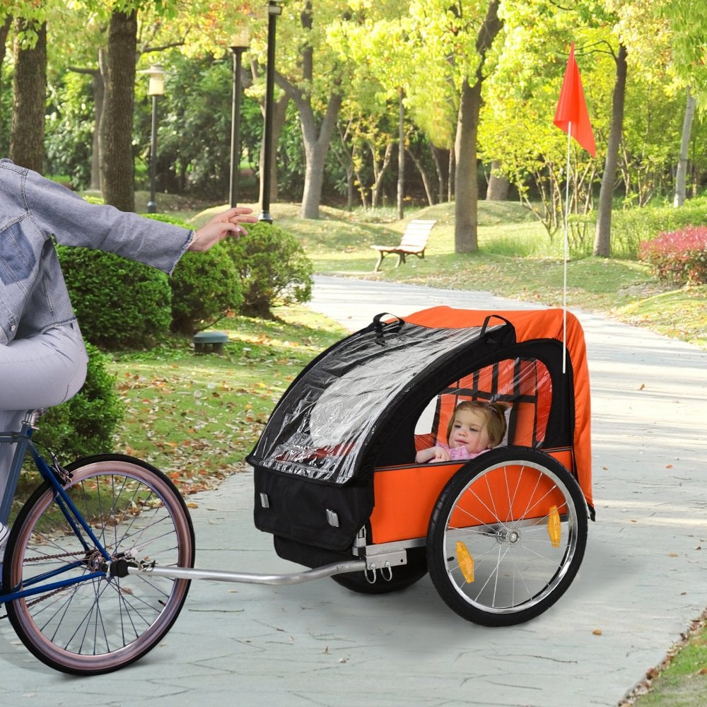 Trailer for Kids Steel Frame Children s 2 Seater Bike Trailer Orange