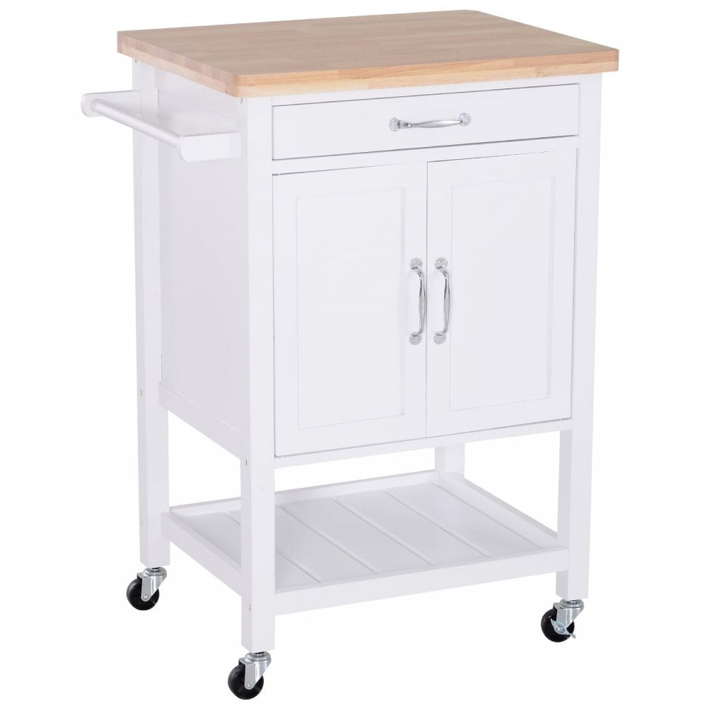 Kitchen Island W/ Drawer-White/Oak Colour