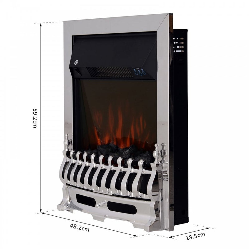 HOMCOM LED Flame Electric Fire Place - Silver