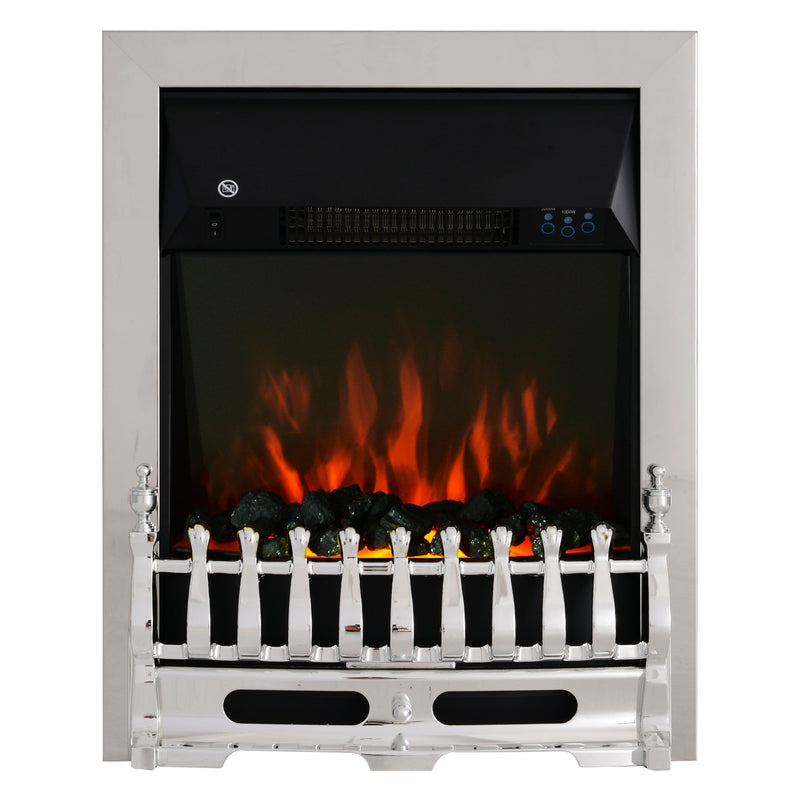 HOMCOM LED Flame Electric Fire Place - Silver