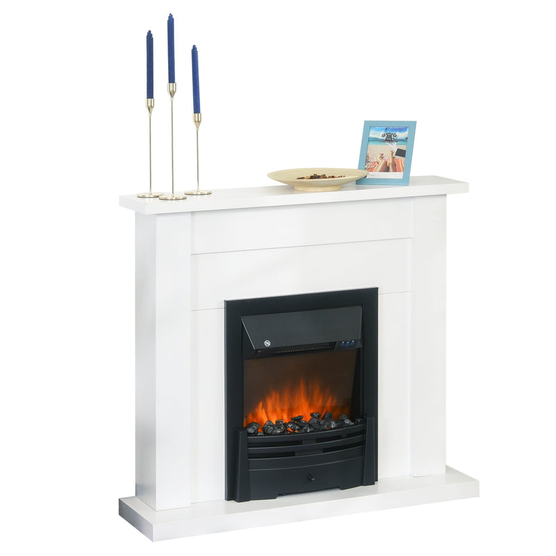 HOMCOM 2000W 5-Level MDF Electric Fireplace Heater with Remote White