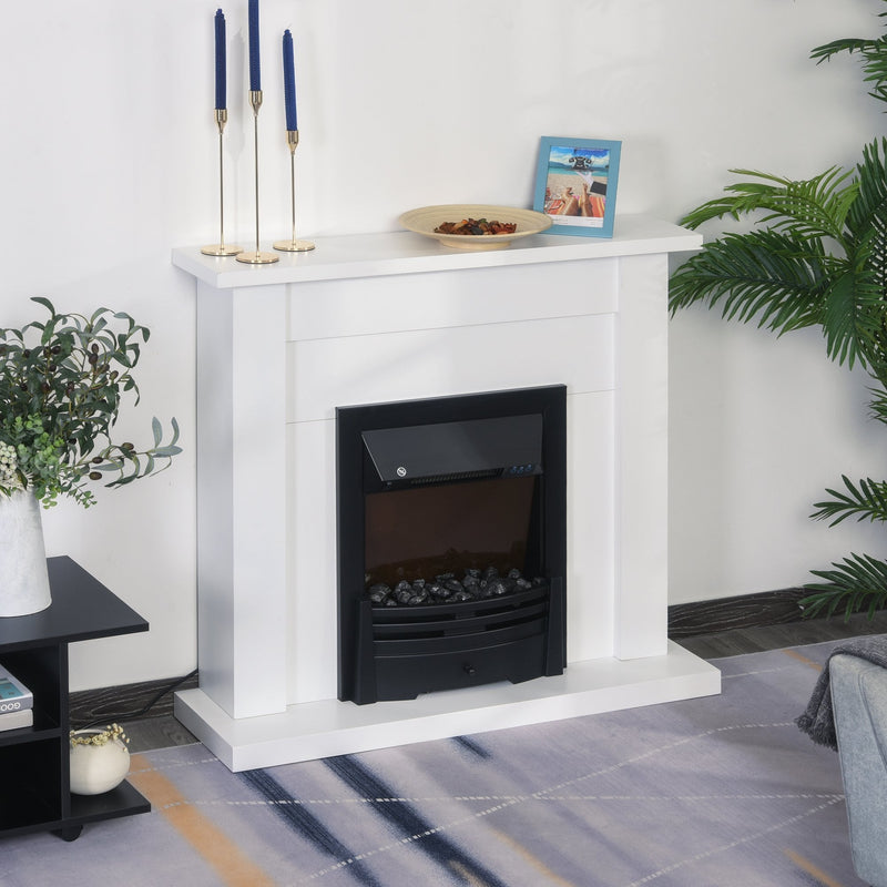 HOMCOM 2000W 5-Level MDF Electric Fireplace Heater with Remote White