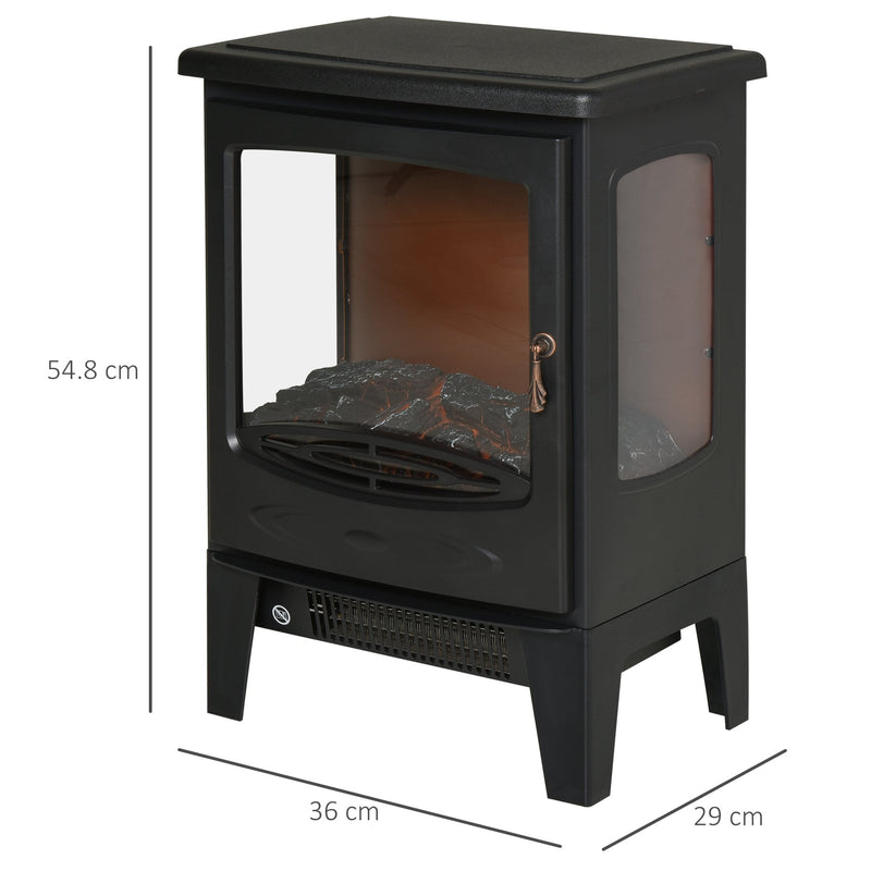 HOMCOM-1800W Tempered Glass Electric Fireplace Heater Black