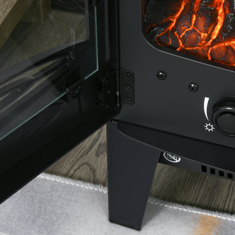 HOMCOM-1800W Tempered Glass Electric Fireplace Heater Black