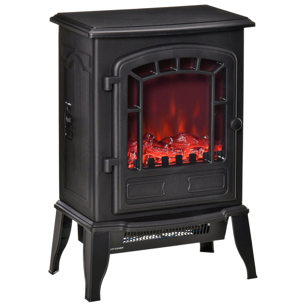 Free Standing Electric Fireplace Stove, Fireplace Heater With Realisti