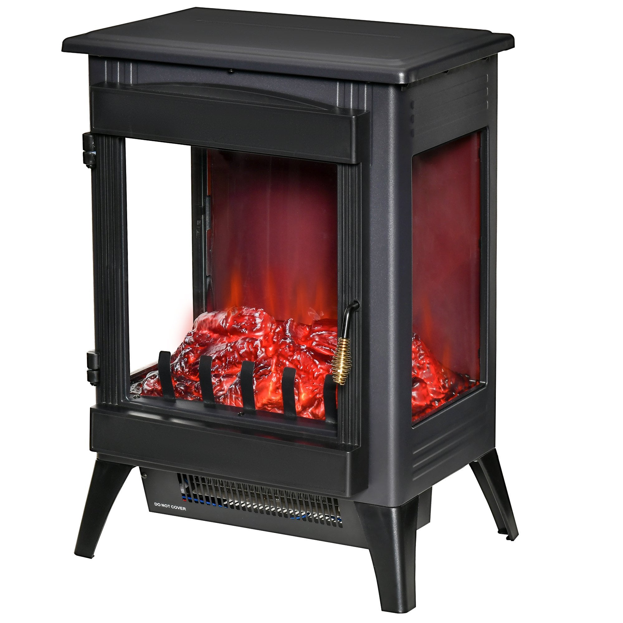 HOMCOM Free standing Electric Fireplace Stove, Fireplace Heater with L