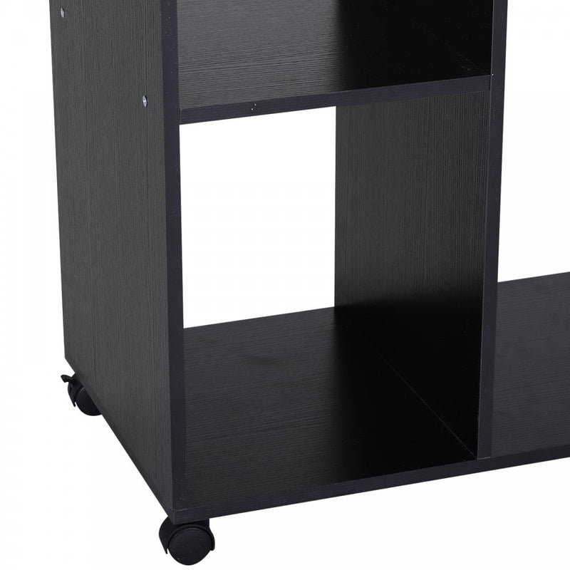 Particle Board Mobile Open Wardrobe on Wheels Black