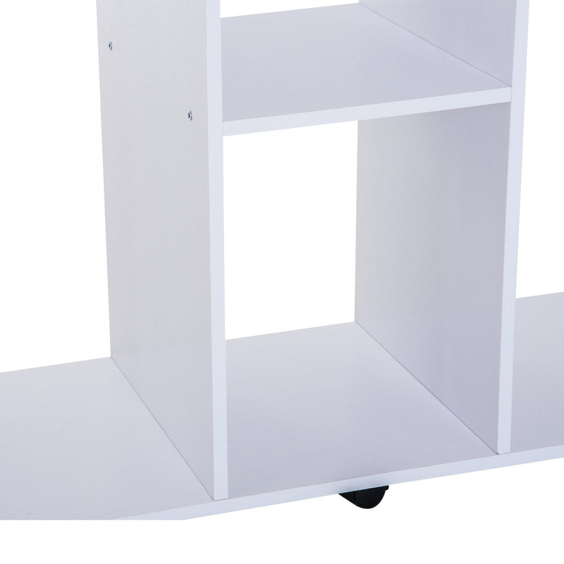 Open Wardrobe Double Mobile With Clothes Hanging Rails Storage Shelves Organizer W/6 Wheels-White