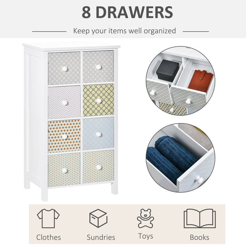 Chest of Drawers, 8 Drawer Dresser, Storage Organizer Unit for Bedroom, Bathroom Cabinet Bedroom Living Room