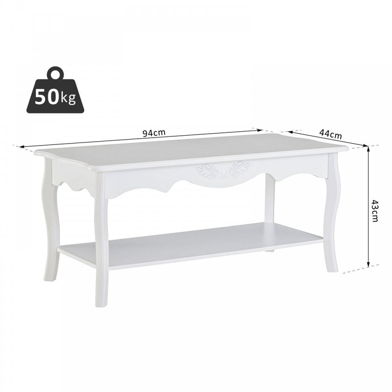 Coffee Table, 94Lx44Wx42H cm-White |