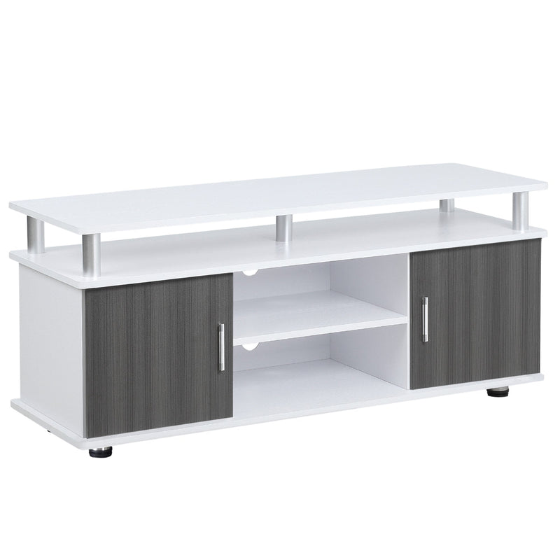 TV Cabinet Unit for TVs up to 55'' with Storage Shelf and Cupboards, Living Room Entertainment Center Media Console, Grey and White Stand Furniture Console Grey