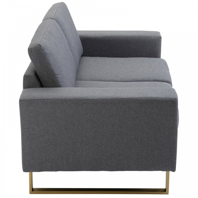 2 Seater Sofa Modern Double Seat Compact Loveseat Padded Linen Upholstery Steel Legs - Grey