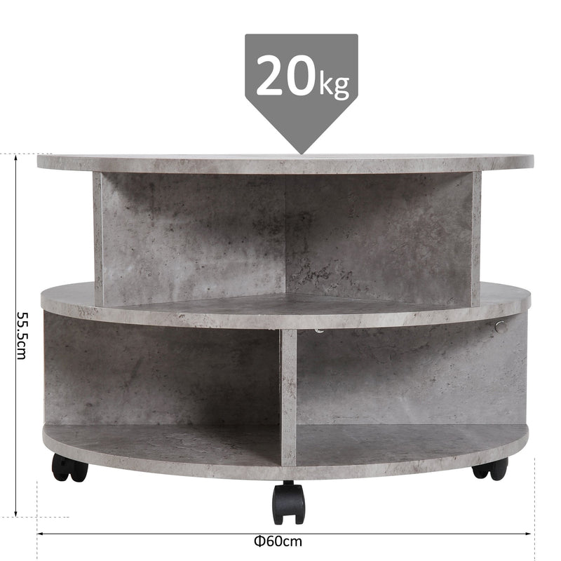 Coffee Table, 2-Tier, 60Wx39.5H cm-Cement Colour