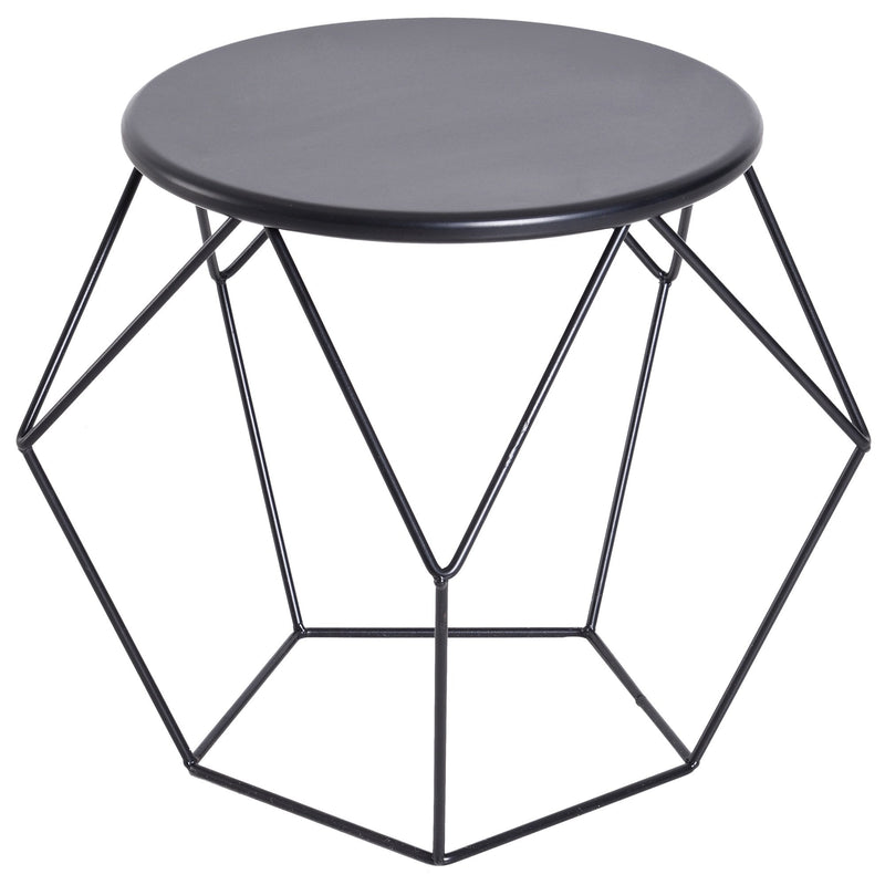 Steel Minimalist Pentagon Shaped Round Coffee Table Black